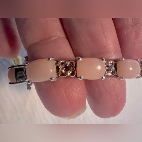 Chuck Clemency STS Pink Opal Gold n Sterling Silver Peruvian Bracelet - Picture 8 of 14
